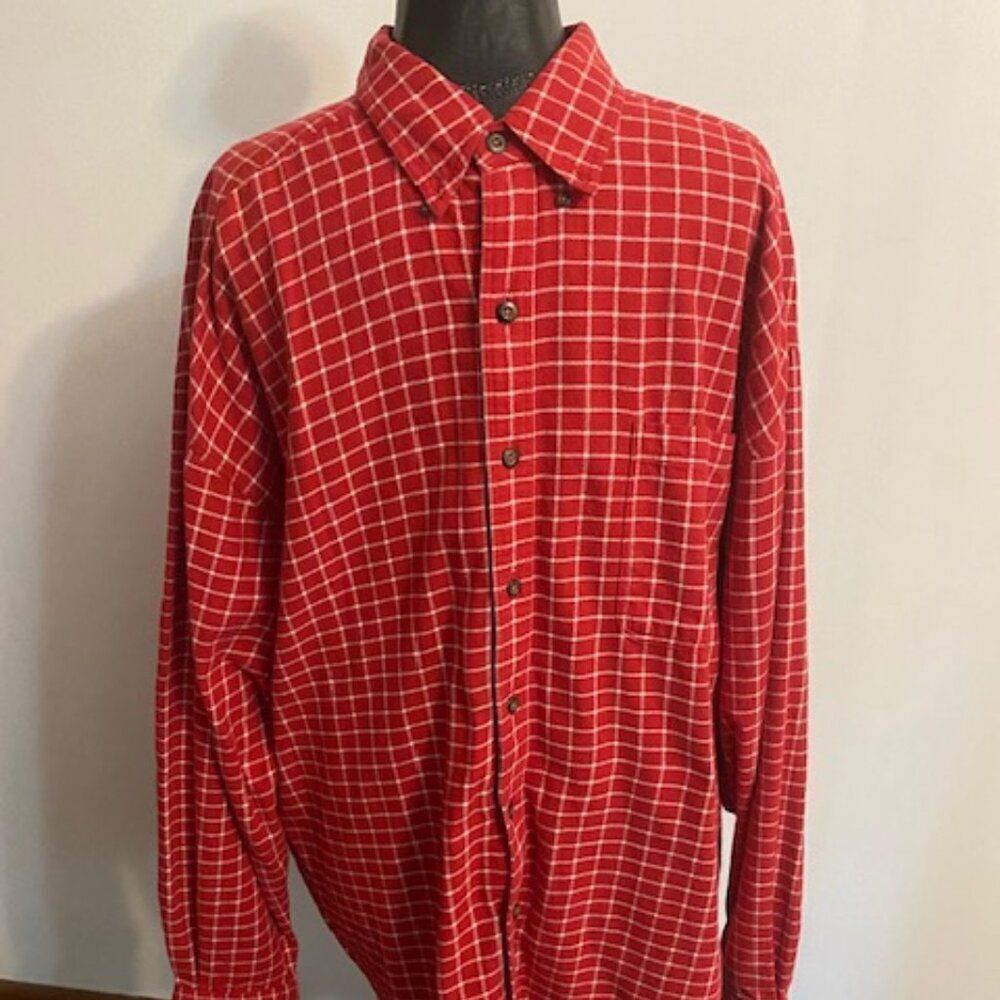 Structure Cotton Red/White Plaid button-down shirt, size XL